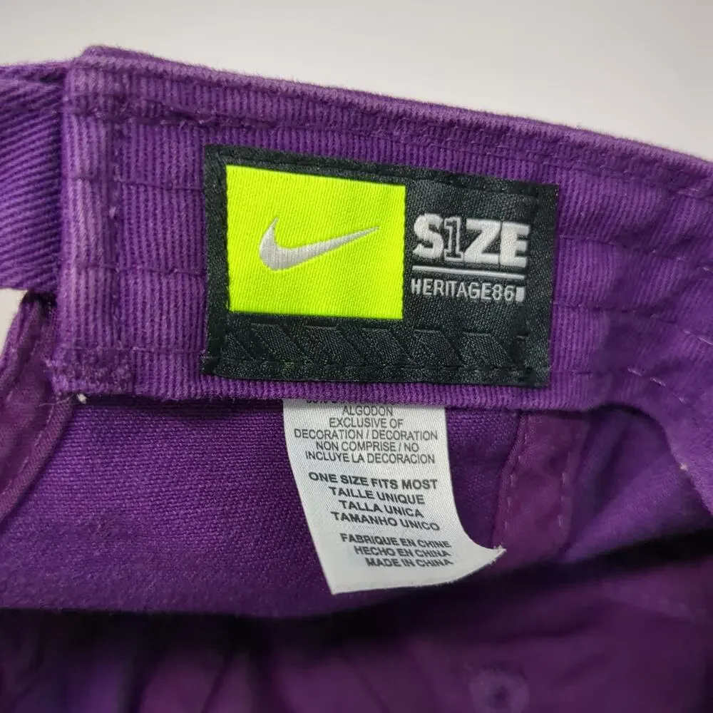 Nike Baseball Cap Purple One Size Hat Slideback Heritage86 Cotton Swoosh Logo